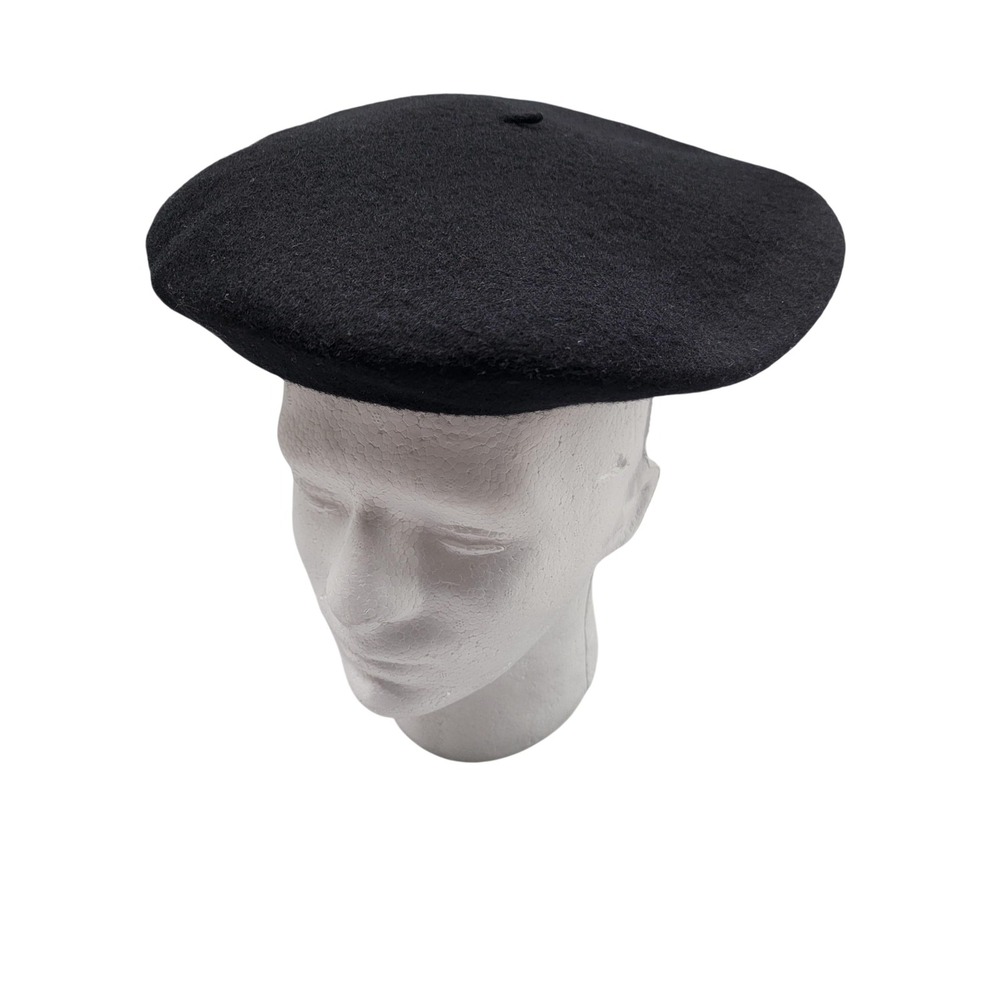 Vintage French Beret Hat Womens‎ Adjustable 10 Inch Black 100% Wool